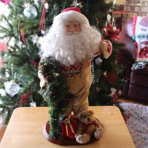 Vintage Old World Santa 17 inches on Wooden base